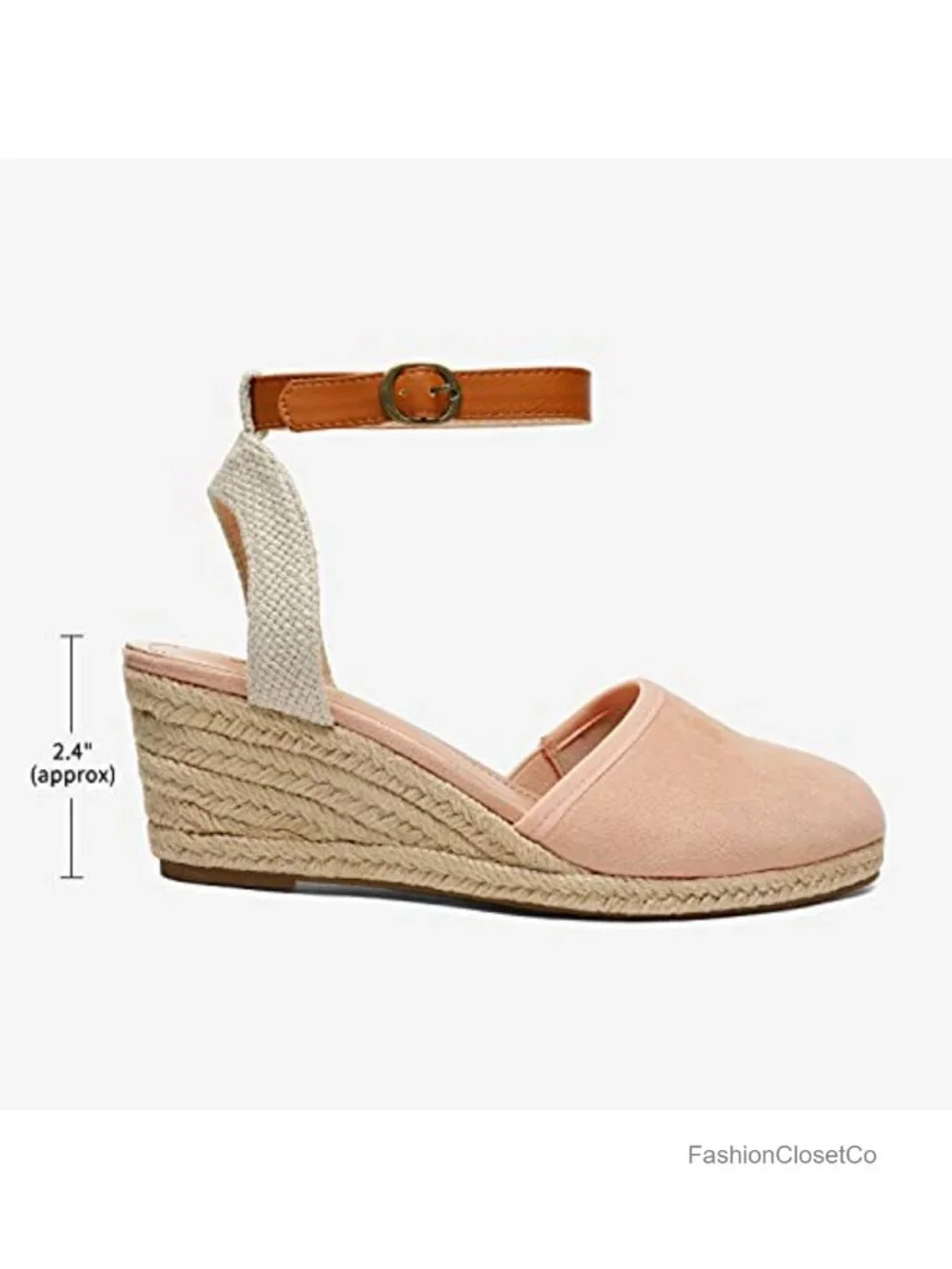 Closed Toe Adjustable Ankle Strap Espadrille Wedge Sandals